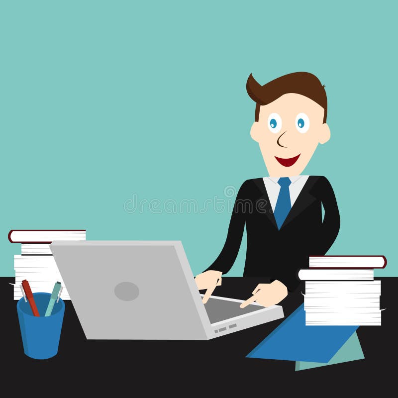 Business man working with his laptop royalty free illustration Business man working with his laptop royalty free illustration