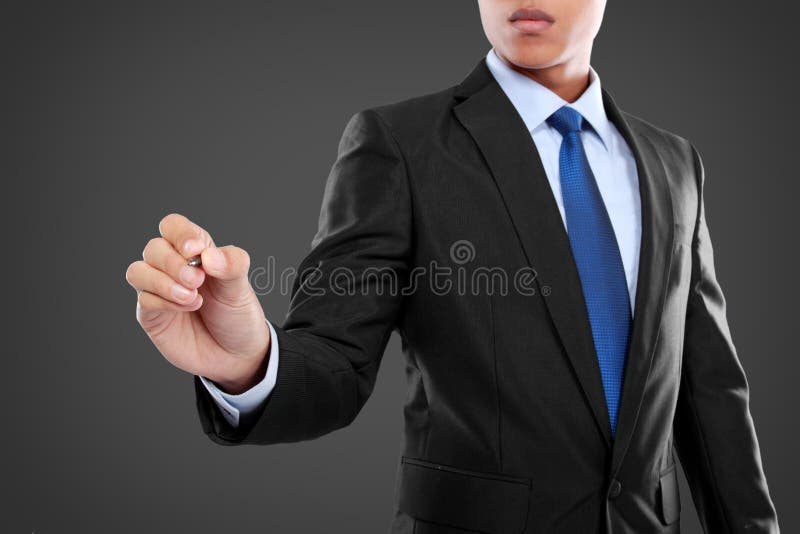 Business man writing to the blank space royalty free stock images