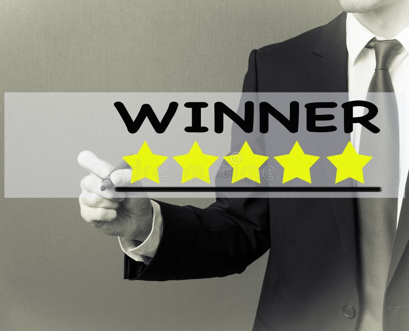 Business man writing - Winner rating stars royalty free stock photos Business man writing - Winner rating stars royalty free stock photos