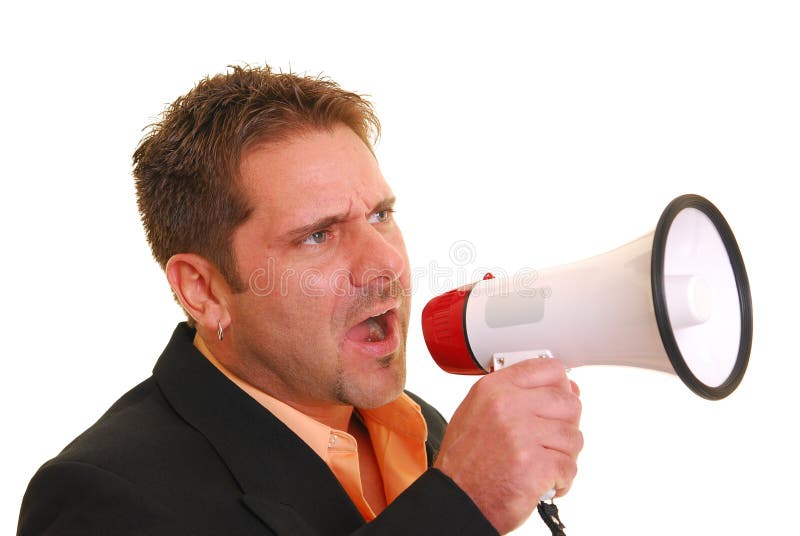 Business Man Yelling into a Megaphone Stock Image Image of male, speaking 8064633