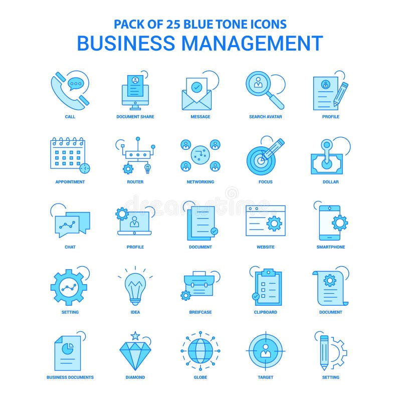 Business Management Blue Tone Icon Pack - 25 Icon Sets stock illustration