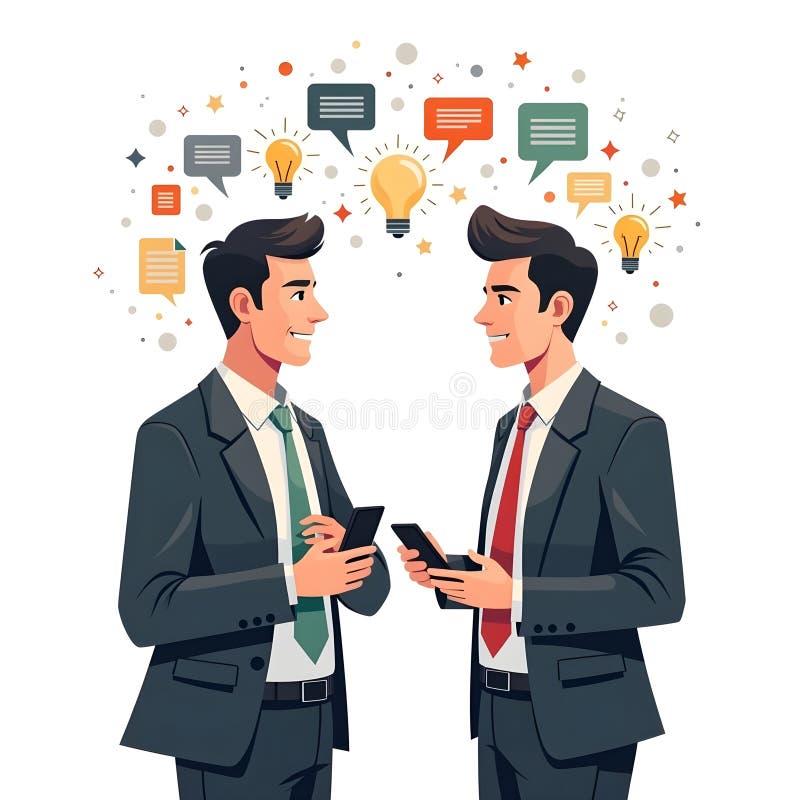 Business meeting brainstorming idea generation teamwork collaboration communication innovation concept royalty free illustration.