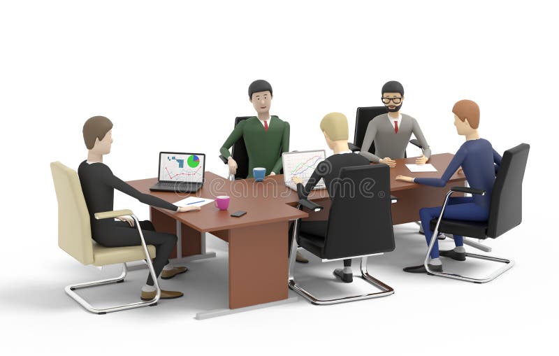 Business Meeting in the Office. White Background Stock Illustration -  Illustration of rendering, background: 186315615