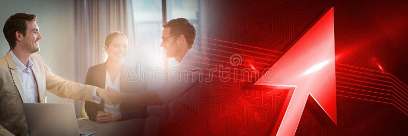 Business meeting by window with flare and red cursor transition royalty free illustration Business meeting by window with flare and red cursor transition royalty free illustration