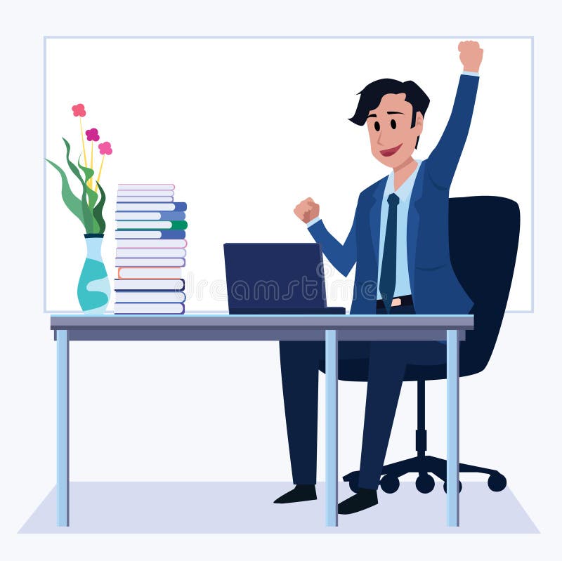 Business Men Office Cartoon Characters. People Sit and Work at Morning.  Illustration Vector. Stock Vector - Illustration of office, eps10: 174502754