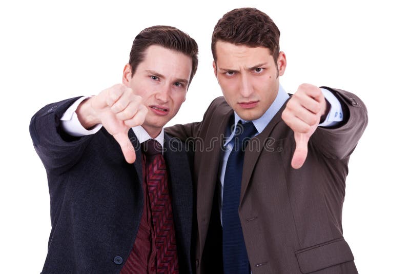 Business men with thumb down gesture