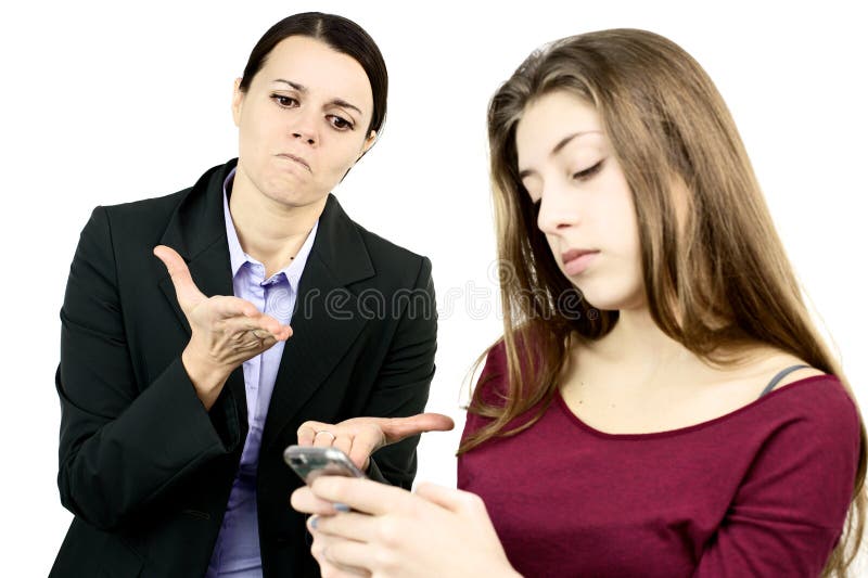 Business Mother Angry with Daughter Addicted To Cell Phone Stock Image ...