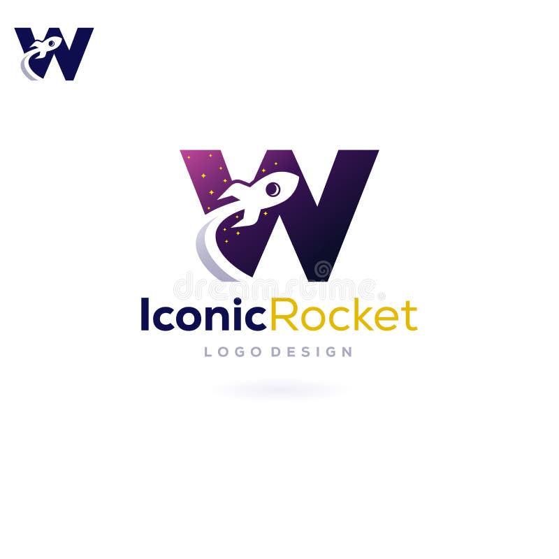 Letter W Rocket Logo Spacecraft launch into space royalty free illustration