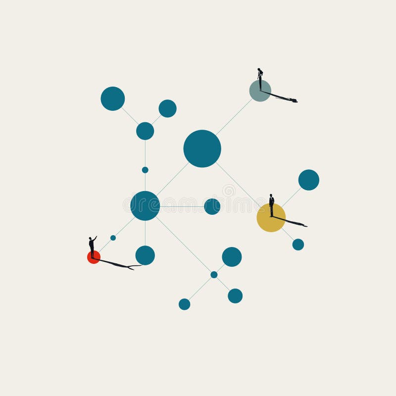 Business network and contacts vector concept. Symbol of connection, technology, communication. Minimal illustration royalty free illustration