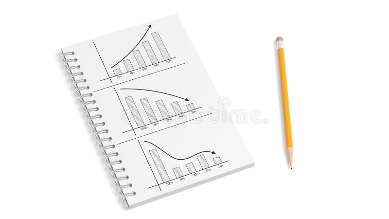 Business paper notepad with info charts stock illustration