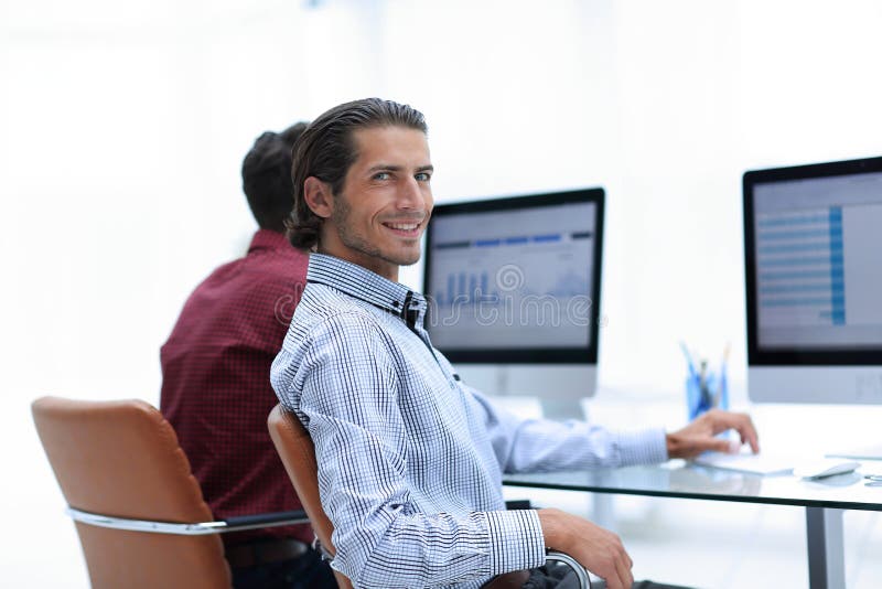 Business Partners Are Working On The Computer Stock Photo Image of