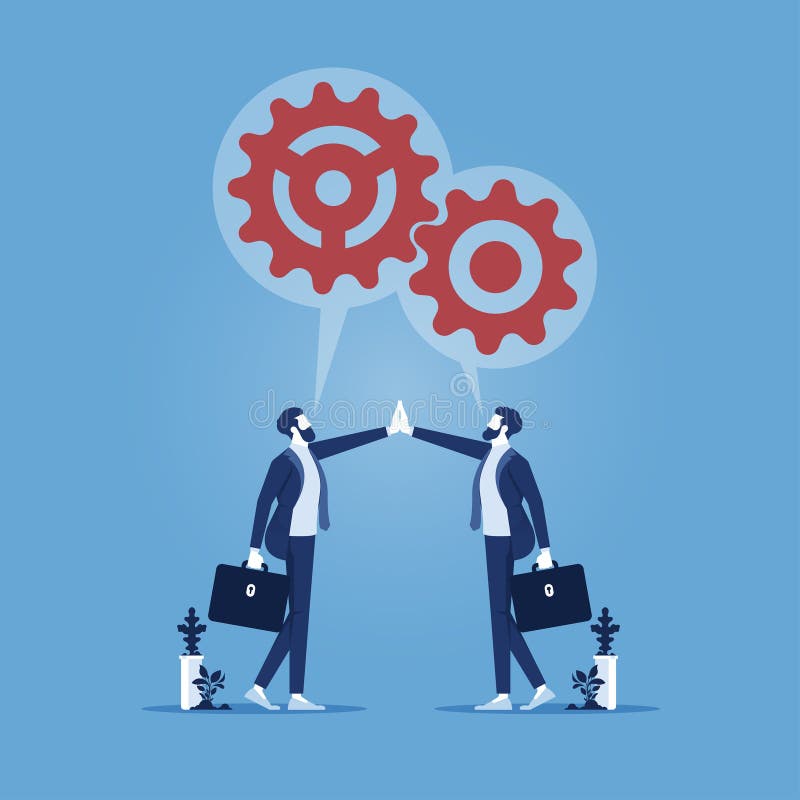 Business partnership, negotiation to make agreement or business deal concept royalty free illustration