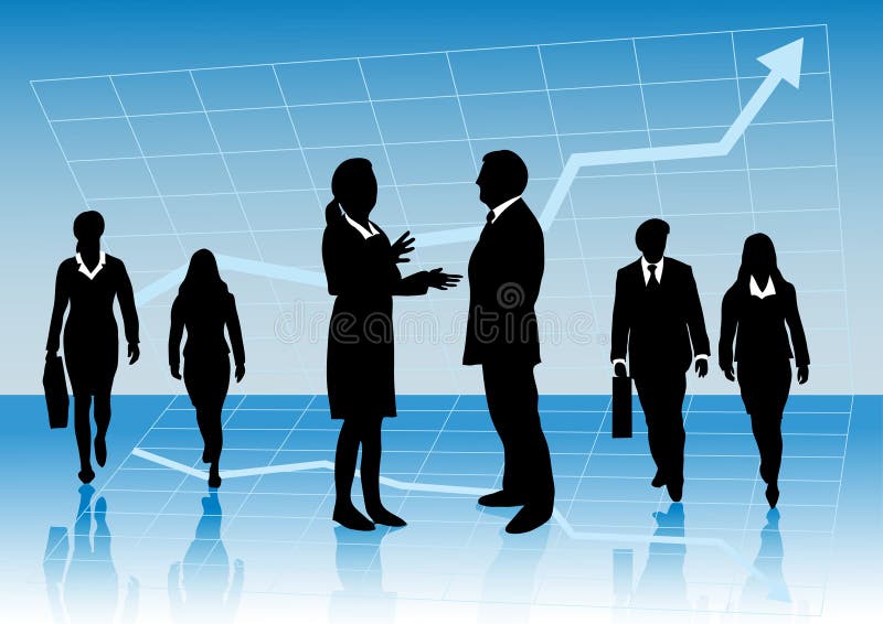 Business people with arrow graph up