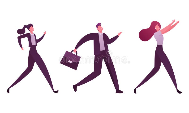 Business People Characters Running by Row Competing for Leadership in ...