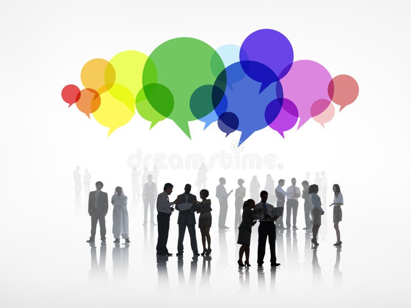 Business People With Colorful Speech Bubbles stock photos Business People With Colorful Speech Bubbles stock photos