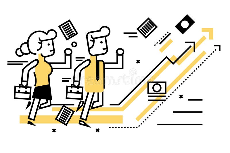 Business people competitive with business on target graph. royalty free illustration Business people competitive with business on target graph. royalty free illustration