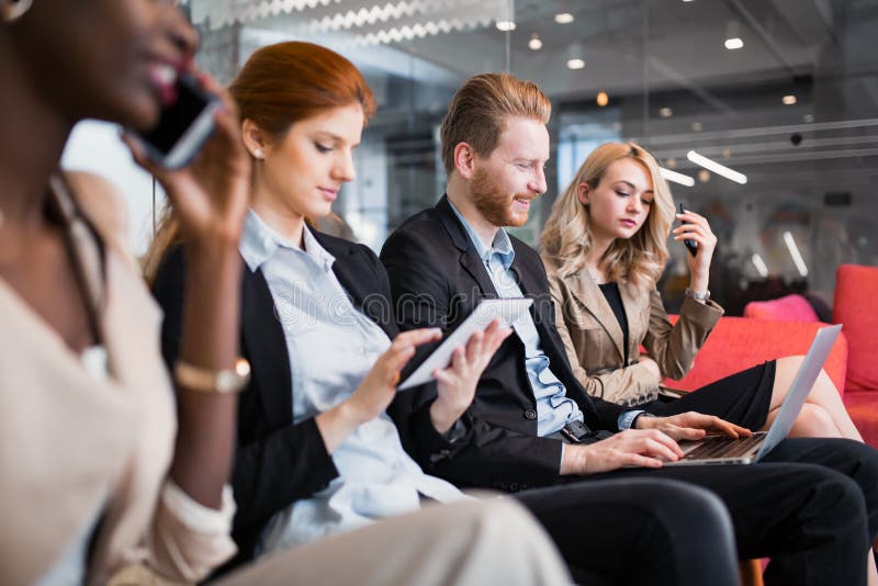 Business People Conversation. Technology at Hand Stock Image - Image of ...