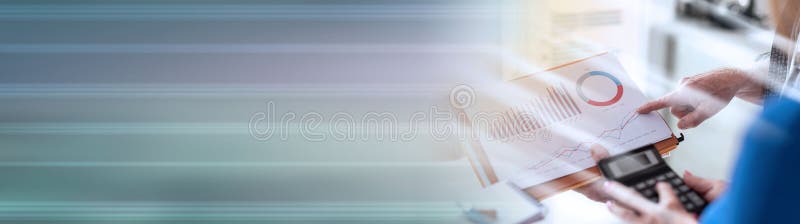 Business people discussing about financial results, light effect. panoramic banner stock image Business people discussing about financial results, light effect. panoramic banner stock image