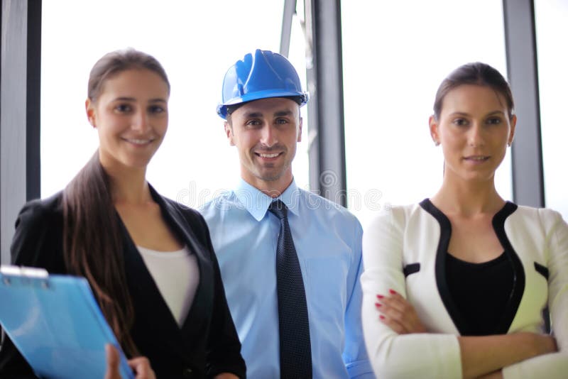 Business people and engineers on meeting stock photo Business people and engineers on meeting stock photo