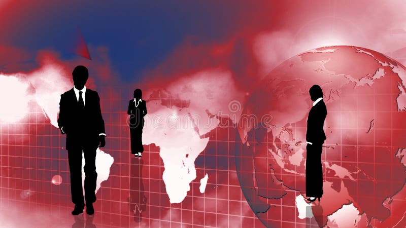 Business people with globe background