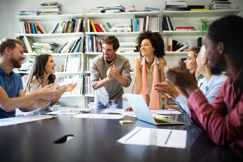 Business people good teamwork in office. Teamwork successful meeting workplace concept. stock photography Business people good teamwork in office. Teamwork successful meeting workplace concept. stock photography