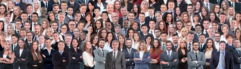 Collage van een groep zakenmensen stock afbeeldingen