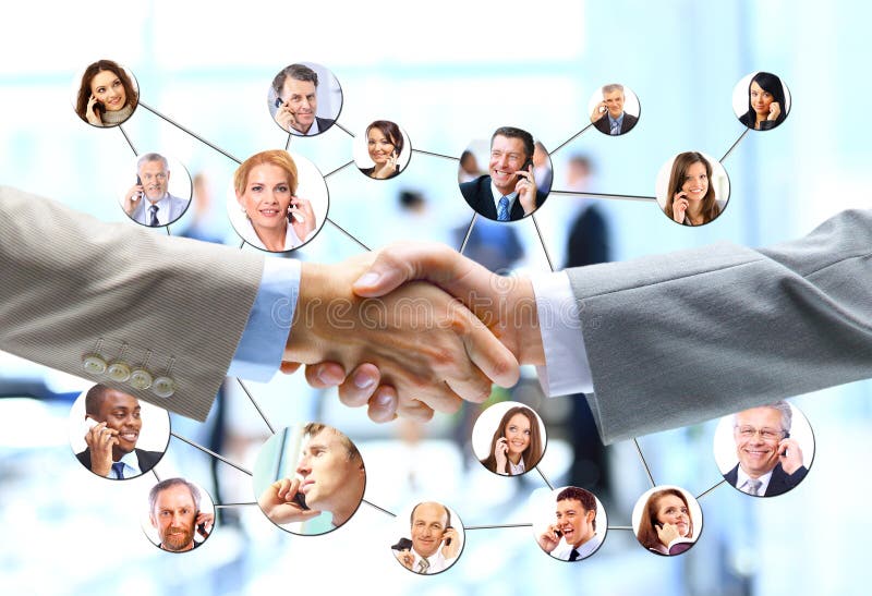 Business people handshake with company team