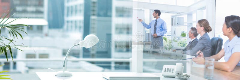 Business people having a meeting with office transition effect royalty free stock images