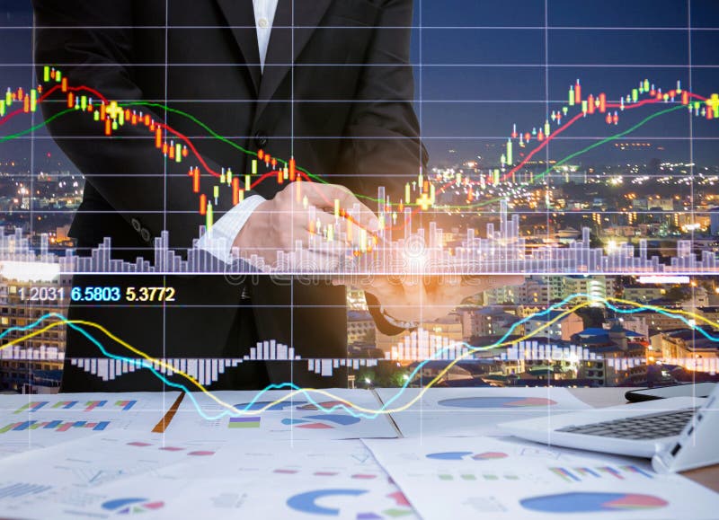 Business people hold a tablet using technology to analyze royalty free stock images