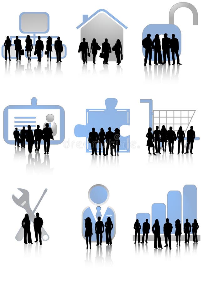 Business people and icons stock illustration