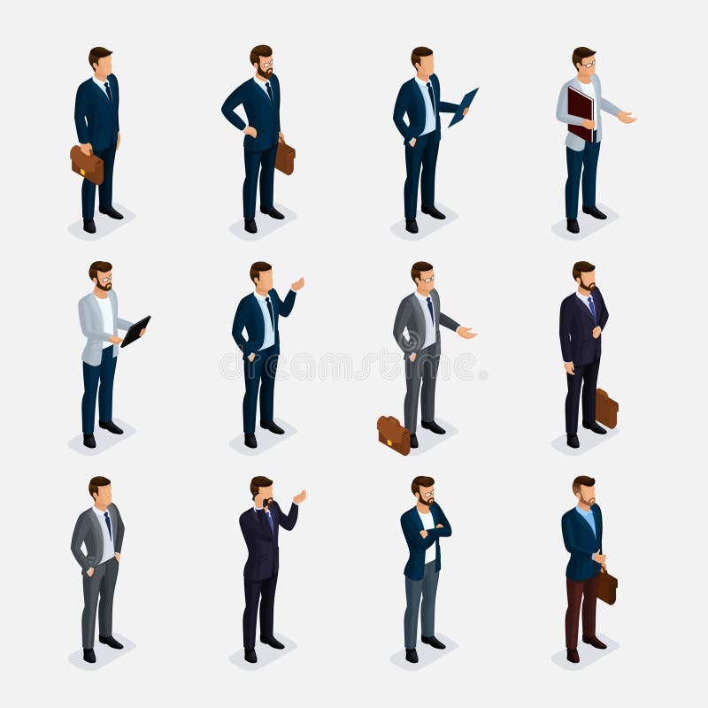 Business People Isometric Set with Men in Suits, Beard Styling Stylish Hairstyle Mustache Office Isolated. Stock Vector - Illustration of leadership, concept: 80828302 Business People Isometric Set with Men in Suits, Beard Styling Stylish Hairstyle Mustache Office Isolated. Stock Vector - Illustration of leadership, concept: 80828302