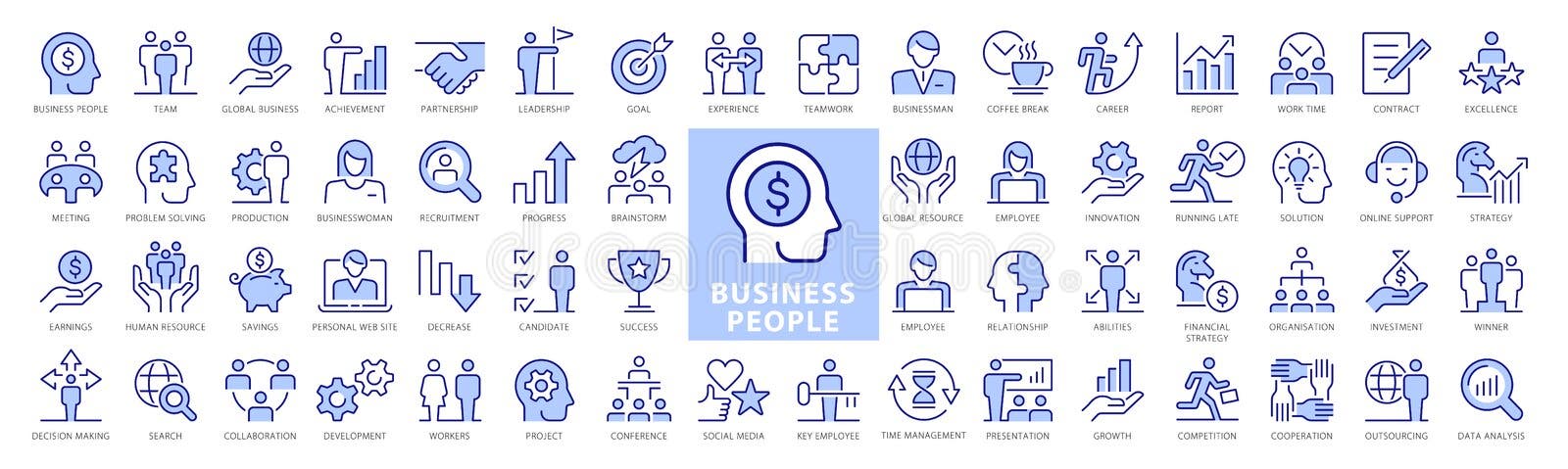 Business people line icons set. Business and Teamwork elements outline icons collection. vector illustration Business people line icons set. Business and Teamwork elements outline icons collection. vector illustration