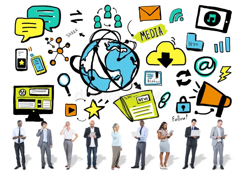 Business People Media Technology Digital Communication Concept royalty free stock photography Business People Media Technology Digital Communication Concept royalty free stock photography