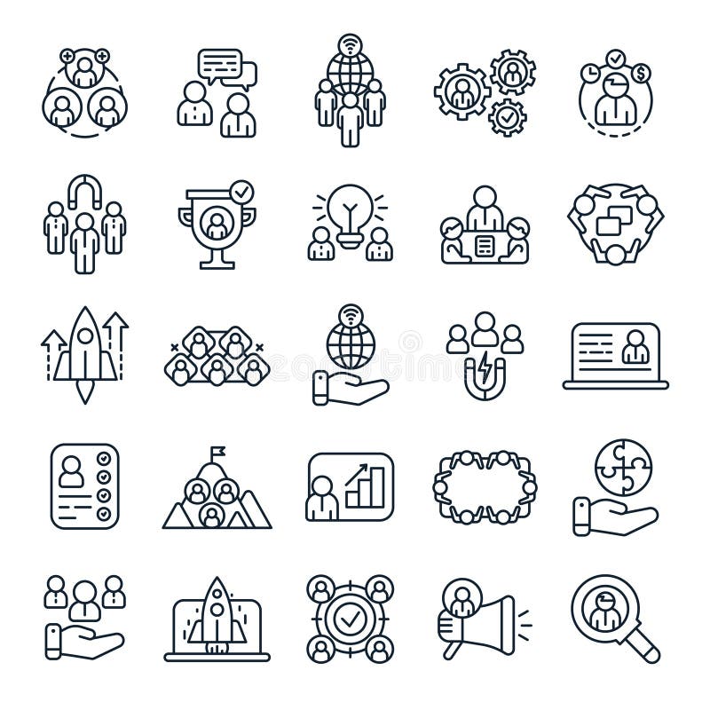Set Round Line Icons Different Female Stock Vector (Royalty Free