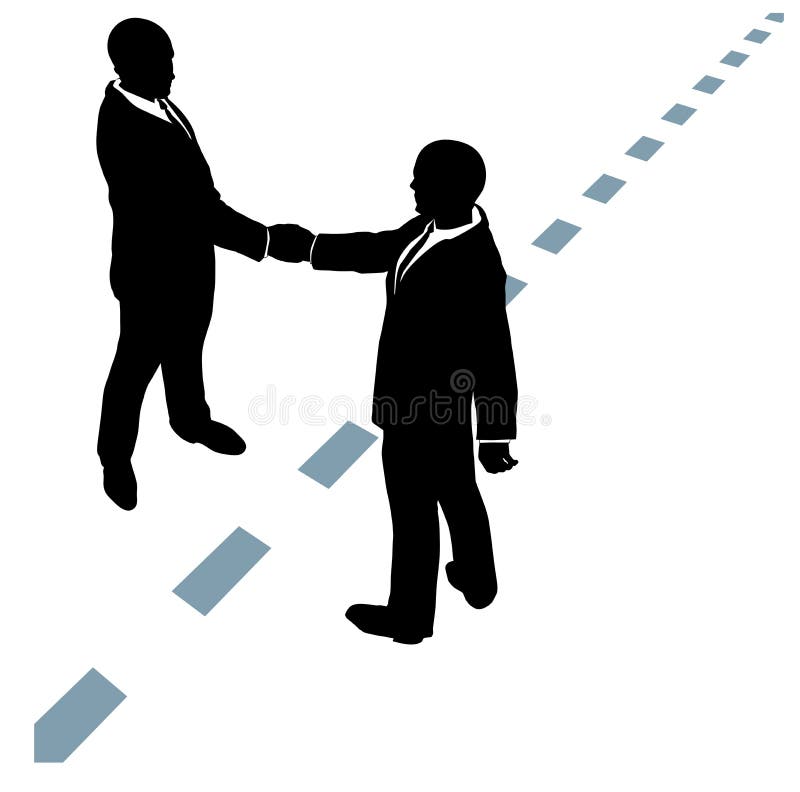Uomini d'affari partner stretta di mano, in accordo di collaborazione con linea tratteggiata.