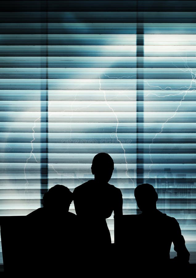 Business people silhouettes against building royalty free stock photography Business people silhouettes against building royalty free stock photography