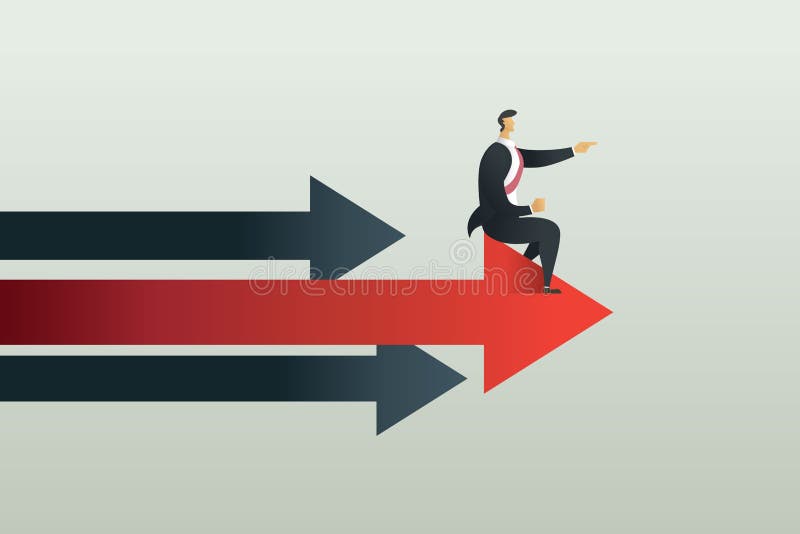 Business people sit point path to goal on arrow, concept Vector illustration stock illustration Business people sit point path to goal on arrow, concept Vector illustration stock illustration