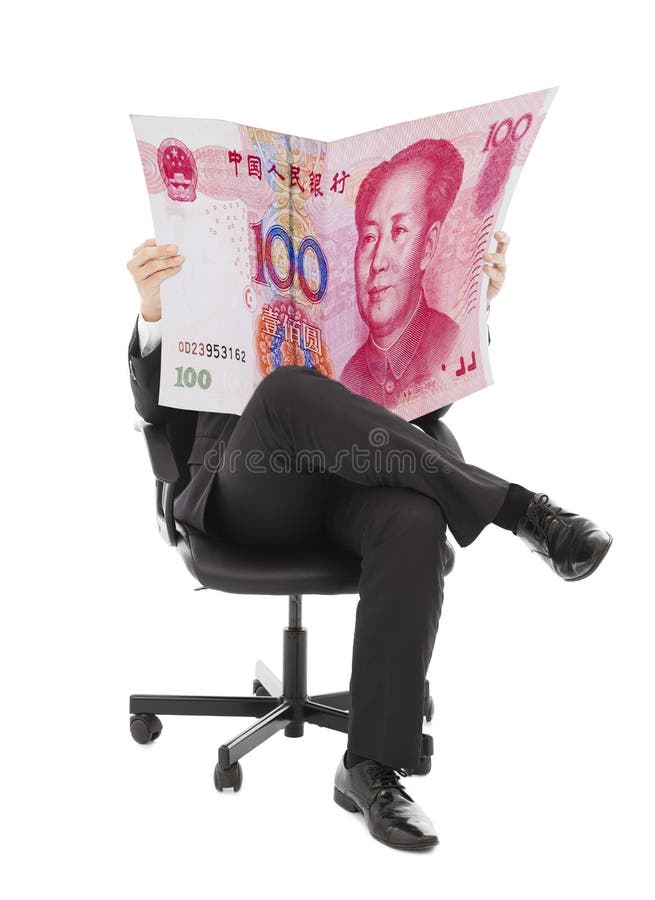 Business people sitting on a chair with china currency royalty free stock photos Business people sitting on a chair with china currency royalty free stock photos