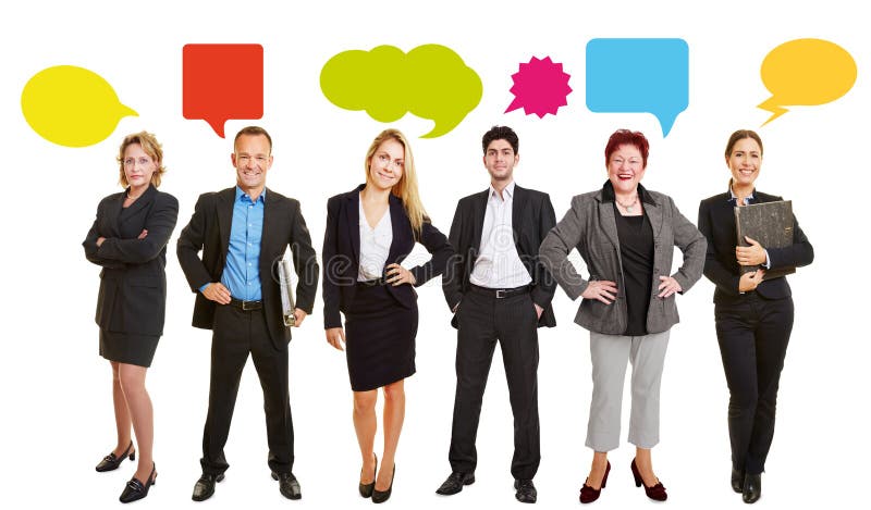 Business people with speech bubbles stock photos Business people with speech bubbles stock photos