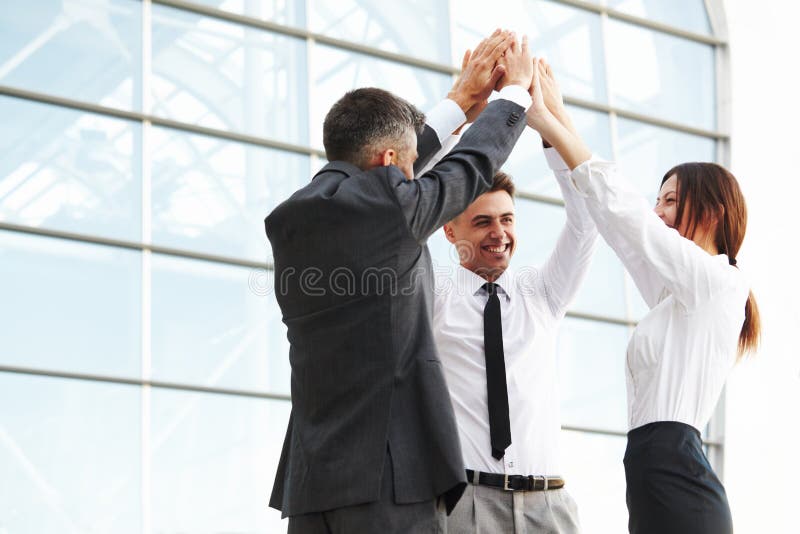 Business People. Successful Team Celebrating a Deal stock photo