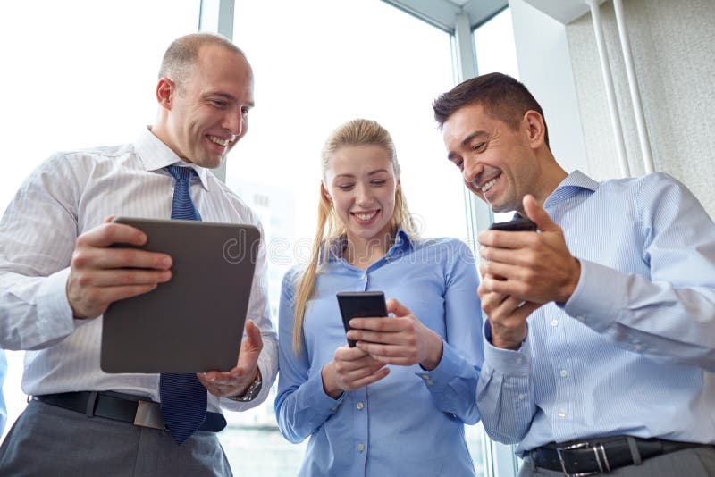 Businesspeople With Smartphones And Tablet Pc Stock Image Image Of Corporate Application 