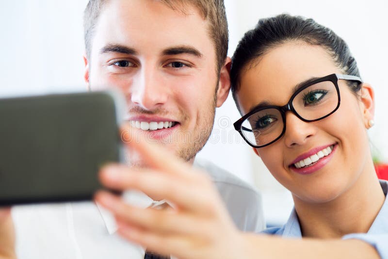 Business People Taking A Selfie In The Office Stock Image Image Of 