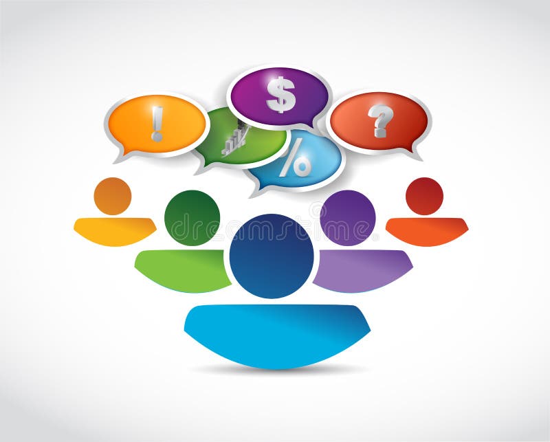 Business people team silhouettes with speech royalty free illustration
