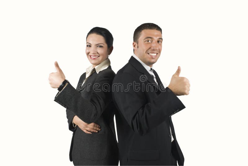 Business people with thumb-up