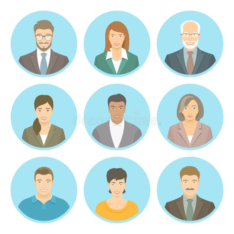 Business people vector flat avatars male and female