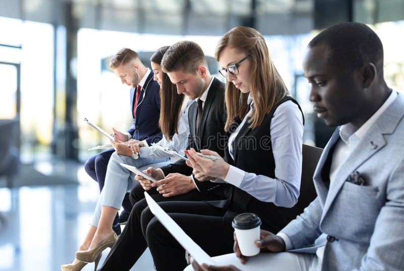 Business people waiting for job interview stock photo