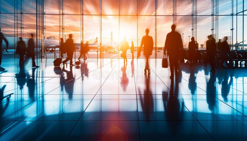 Business People Walking in Passenger Terminal at Airport Stock ...