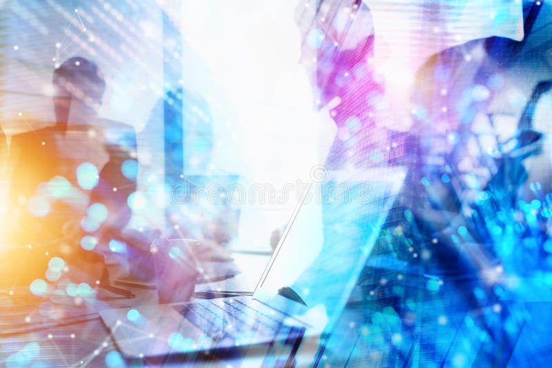 Futuristic Abstract background of businessmen that work together in networking. Concept of teamwork and partnership royalty free stock image Futuristic Abstract background of businessmen that work together in networking. Concept of teamwork and partnership royalty free stock image