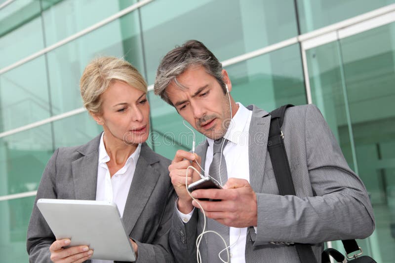 Business people working outside the office