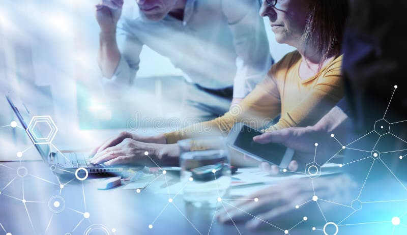 Business people working together, light rays effect; light effect royalty free stock images Business people working together, light rays effect; light effect royalty free stock images